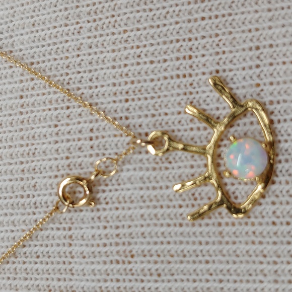 1/20 Gold Filled Necklace with Evil Eye Opal Pendant - Picture 2 of 8